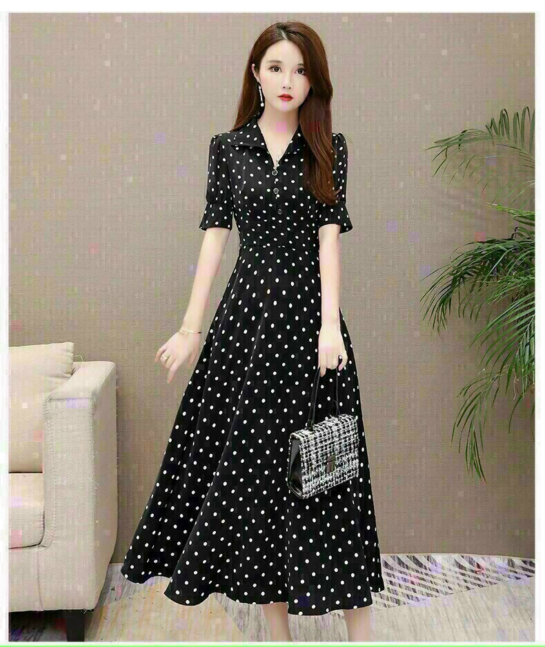 Đầm Xòe Chấm Bi Tay Lỡ - HN928